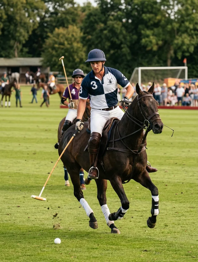 Jugador de polo con camiseta de equipo numerada