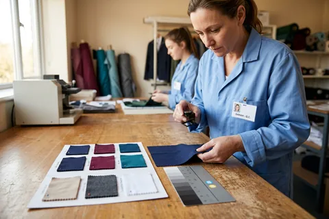 Prueba de solidez del color con muestras de tejido