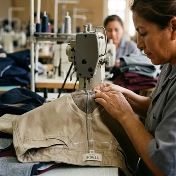 Costura reforzada en la entrepierna de un pantalón de montar