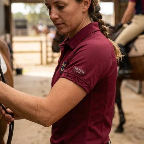 Sisa y manga de un polo técnico con el brazo adelantado