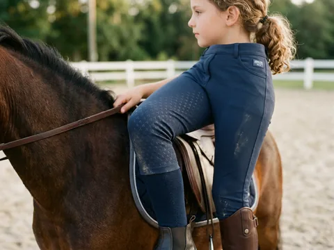 Grip en la rodilla de un pantalón de montar infantil